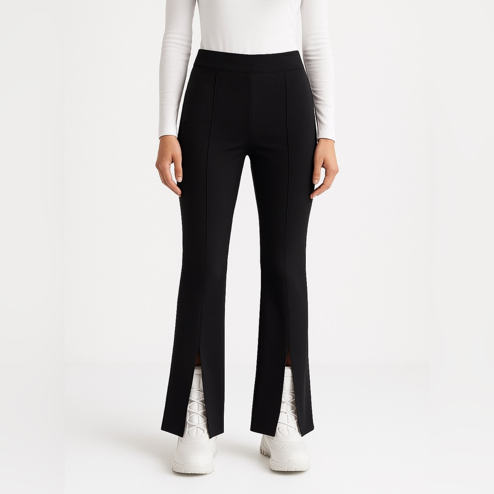 1X High-Rise Black Flare Pants with Boot Slits – Chic & Flattering Fit‎
